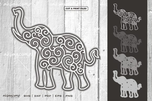 Elephant 3 Vector SVG 3D Layered