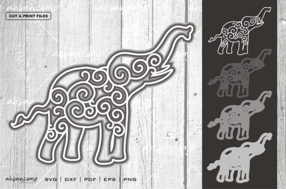 Elephant 6 Vector SVG 3D Layered