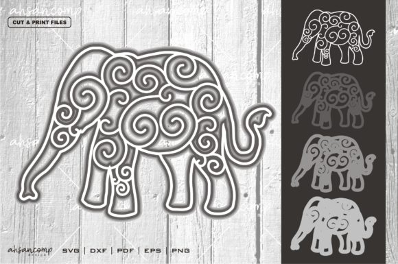 Elephant 7 Vector SVG 3D Layered