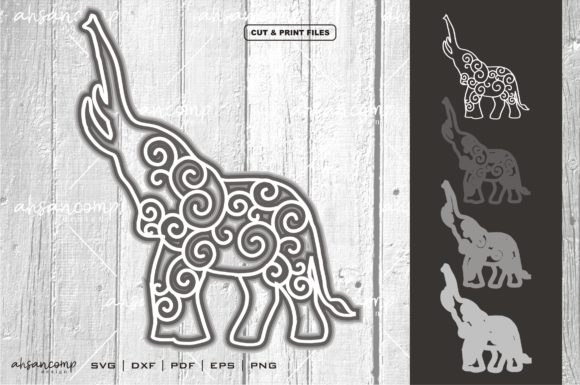 Elephant 8 Vector SVG 3D Layered