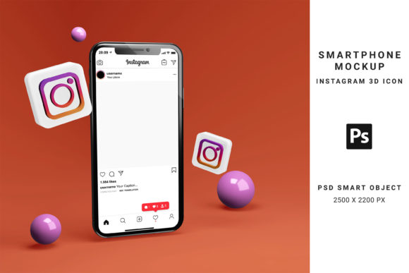 Elevate Your Design Portfolio with the Smartphone Mockup with Instagram 3D Icon