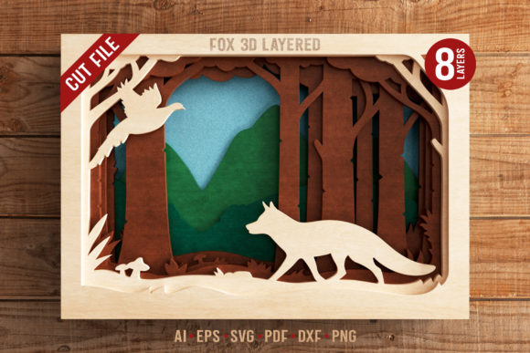 Fox 3D Layered SVG Cut File