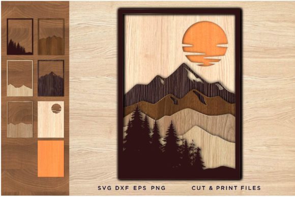 Laser Cut Files, Layered Landscape 3d