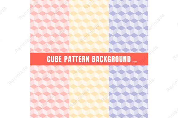 Set 3D Cube Pattern Background Texture
